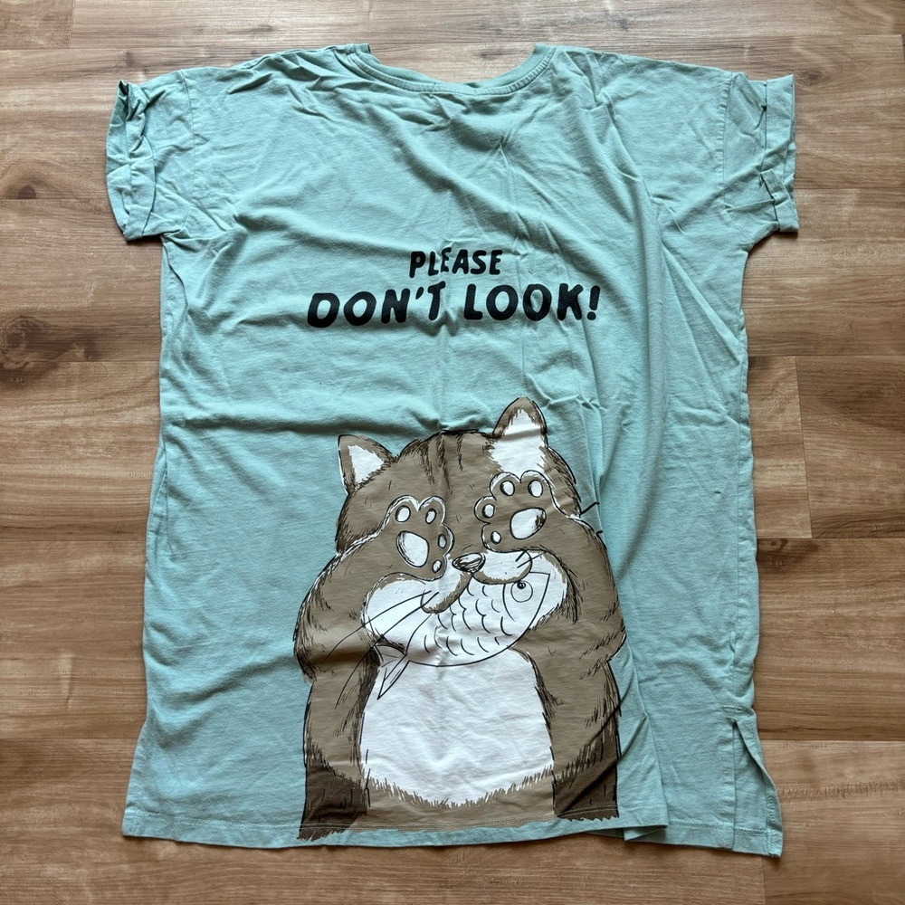 Kawaii Cat Long Tunic T-Shirt Dress